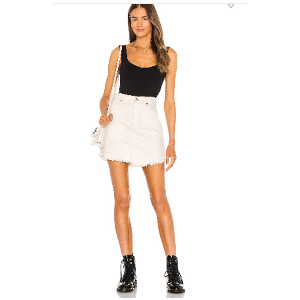 Women's We The Free Free People‎ White Raw Edge Brea Cutoff Skirt Size 27